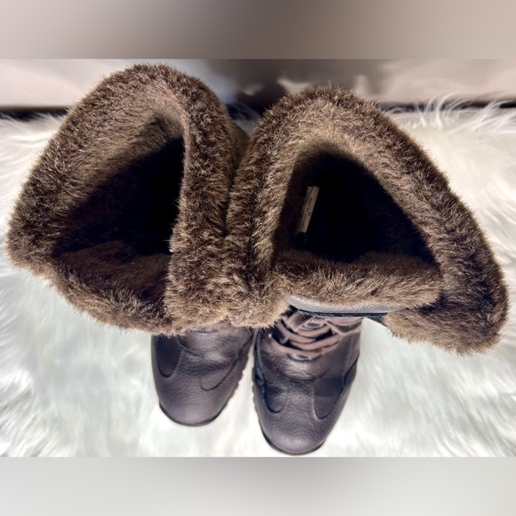 PAJAR Dark Brown Boots Faux Fur Cuff - Picture 3 of 8